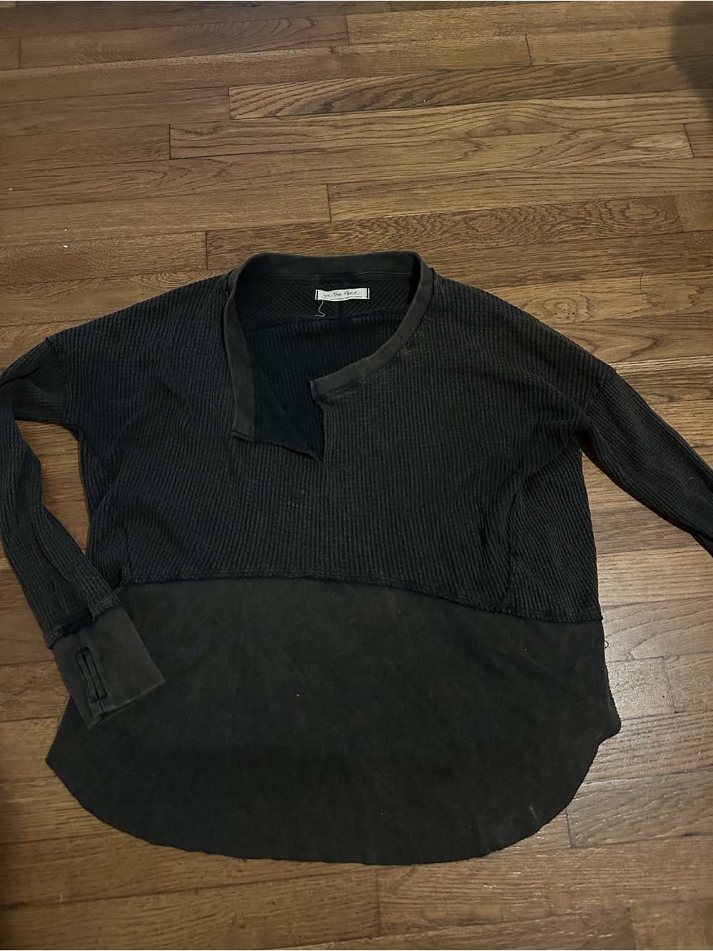 We The Free Black Two-Tone Long Sleeve Top